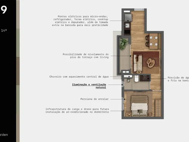 Imagem 12: Lisbô Pinheiros | Construtora Benx | Lançamento | 41 Metros | 01 Suíte | Lavabo com Varanda