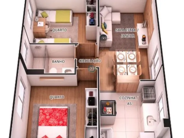Imagem 14: Alugo Apartamento com 02 dormitórios, 01 banheiro, 01 vaga de garagem, no Bom Viver
