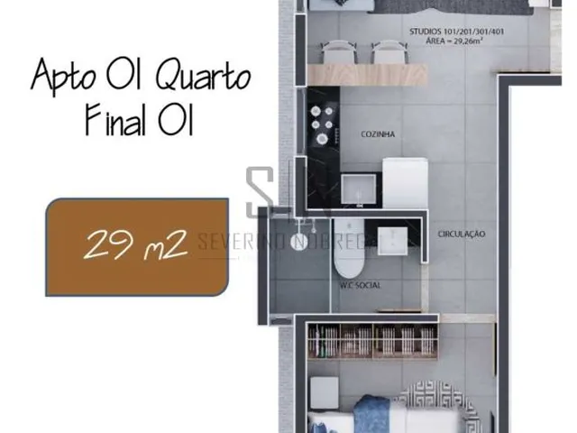 Imagem 8: Studios a Venda em Intermares Com 22,09m² Studio Contendo: Sala/quarto/cozinha