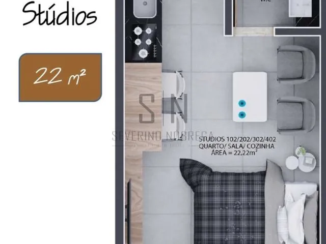 Imagem 9: Studios a Venda em Intermares Com 22,09m² Studio Contendo: Sala/quarto/cozinha