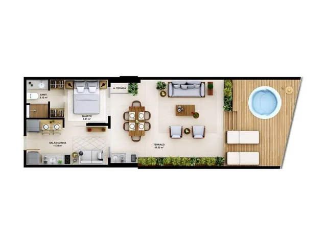 Imagem 11: Suíte - Sala - 30,80 m² - Varanda - Vaga de Garagem - Vagas para Veículos Eletricos