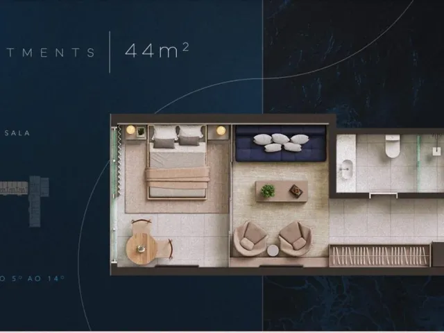 Imagem 5: Apartamento à venda em Salvador-BA: 1 quarto, 1 sala, 1 banheiro, 1 vaga, 53m² em