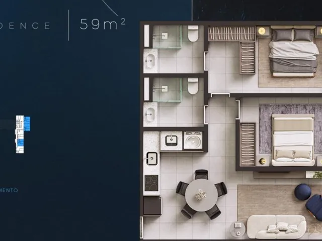 Imagem 3: Apartamento à venda em Salvador-BA: 1 quarto, 1 sala, 1 banheiro, 1 vaga, 53m² em