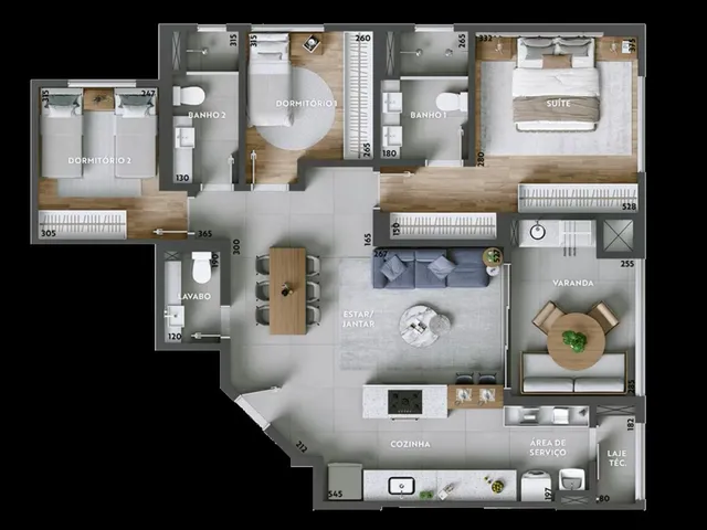 Imagem 2: Apartamento de 3 quartos com suíte e 2 vagas na Zona 07 de Maringá-PR: espaço amplo e