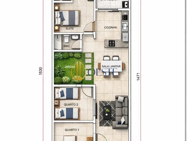Imagem 7: Casa com 1 Suíte, 2 Dormitórios e 2 Vagas no Jardim Veredas