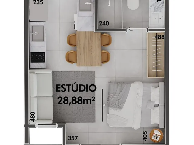 Imagem 2: Loft 1 Dormitórios para venda em Florianópolis - SC