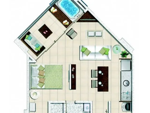 Imagem 9: Apartamento de 1/4 mobiliado, com varanda fechada e com hidromassagem, no Ed. Mundo Plaza