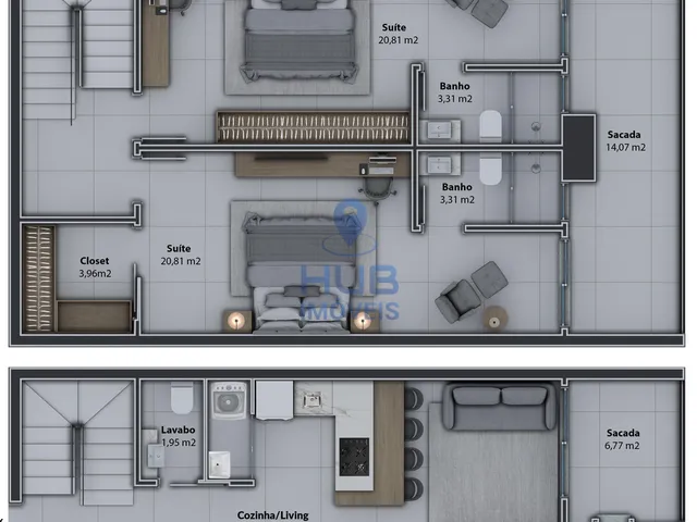 Imagem 2: Apartamento 2 Dormitórios para venda em Florianópolis - SC