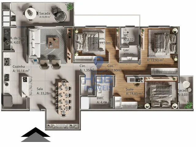 Imagem 7: Apartamento 3 Dormitórios para venda em São José - SC