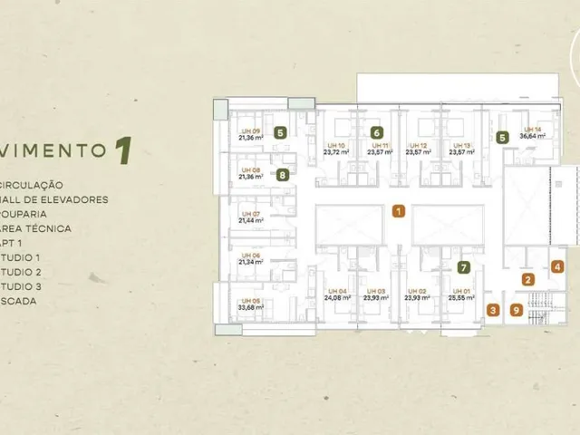 Imagem 13: Flat à venda, no Arya Living em João Pessoa, Cabo Branco, com 1 quarto, 26,03m²