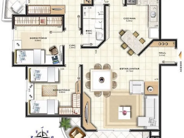 Imagem 4: Apartamento 3 Dormitórios Sendo 1 Suíte no Kobrasol