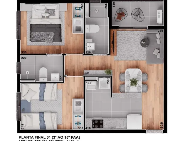 Imagem 10: APARTAMENTO 54M², NO BAIRRO PORTAO, AO LADO DO SHOPPING PALLADIUM, POSSIVEL FINANCIAR