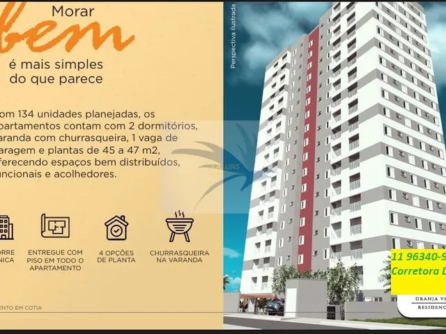 Imagem: O apartamento possui 2 Dormitórios, 1 Banheiro, 1 Vaga na