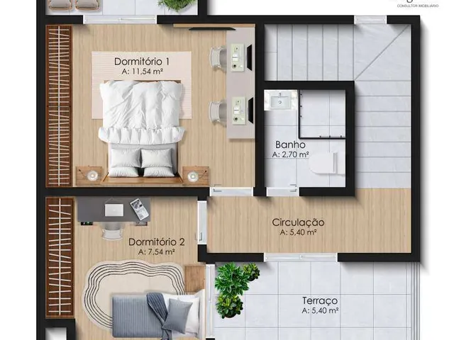 Imagem 3: Sobrado à venda, no Residencial Fiore em Novo Hamburgo, Rondônia, com 2 quartos, 71m²