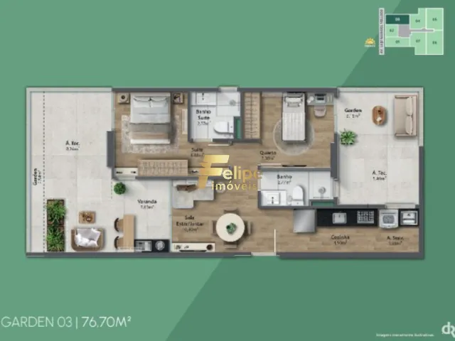 Imagem 7: NOVO EMPREENDIMENTO IMOBILIÁRIO SURGINDO! APARTAMENTO GARDEM COM 02 QUARTOS, SENDO 01