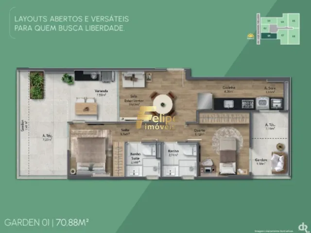 Imagem 3: NOVO EMPREENDIMENTO SURGINDO! APARTAMENTO DE 02 QUARTOS, SENDO 01 SUÍTE, LAZER COMPLETO