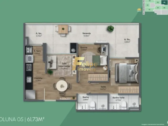 Imagem 7: NOVO EMPREENDIMENTO SURGINDO! APARTAMENTO DE 02 QUARTOS, SENDO 01 SUÍTE, LAZER COMPLETO