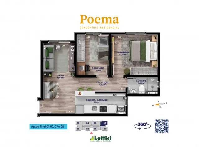 Imagem 9: Apartamento no Centro de Canoas, com (02) Dois Quartos e (01) Uma Vaga no Residencial Poema