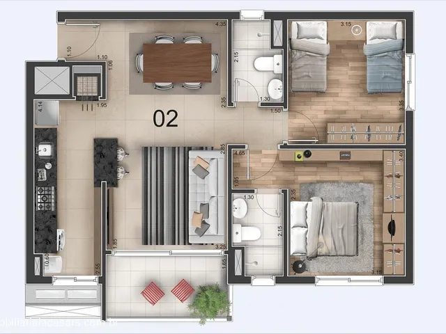 Imagem 3: 0 Apartamento com 2 dormitórios
