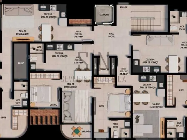 Imagem 3: ? Apartamento à Venda – Bancários (Próximo às Três Ruas) C/Elevador, Piscina