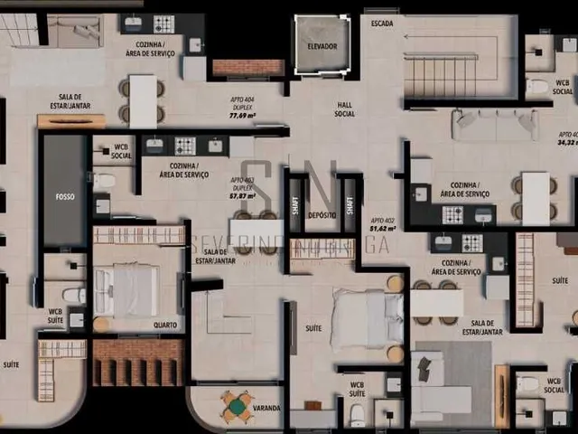 Imagem 4: ? Apartamento à Venda – Bancários (Próximo às Três Ruas) C/Elevador, Piscina