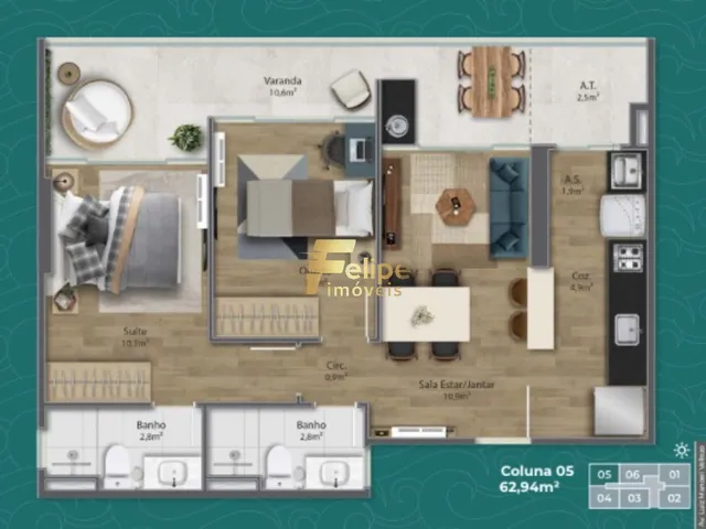 Imagem 12: NOVO LANÇAMENTO! APARTAMENTO DE 02 QUARTOS, SENDO 01 SUÍTE, LAZER COMPLETO DE CLUBE, À