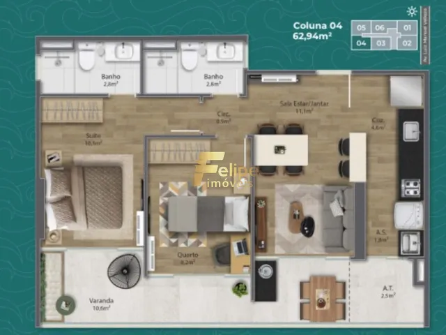 Imagem 9: MAIS NOVO EMPREENDIMENTO SURGINDO! APARTAMENTO DE 02 QUARTOS, SENDO 01 SUÍTE, LAZER DE