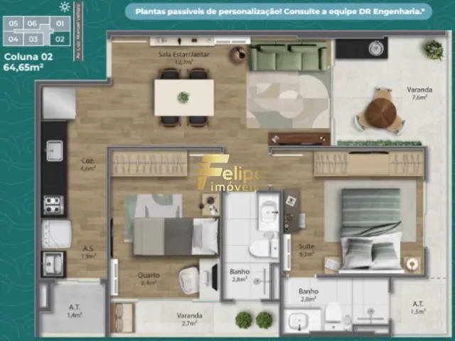 Imagem 8: MAIS NOVO EMPREENDIMENTO SURGINDO! APARTAMENTO DE 02 QUARTOS, SENDO 01 SUÍTE, LAZER DE