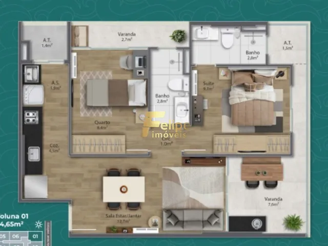 Imagem 12: MAIS NOVO EMPREENDIMENTO SURGINDO! APARTAMENTO DE 02 QUARTOS, SENDO 01 SUÍTE, LAZER DE