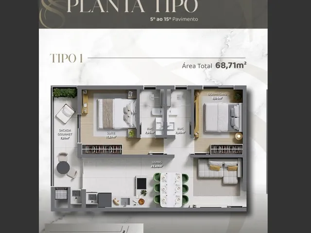 Imagem 3: Symphony Home - Apartamento 02 Dormitórios, Sendo 01 Suíte - no Bairro São João
