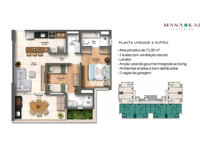 Imagem 5: MANA KAI JAGUARIBE| Apartamentos Quarto & Sala e 2 Suítes | 51 m² e 72,35 m²