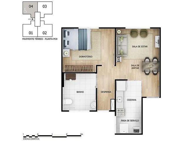 Imagem 2: Apartamento para Venda em Goiânia, Residencial Barcelona, 2 dormitórios, 1 banheiro, 1