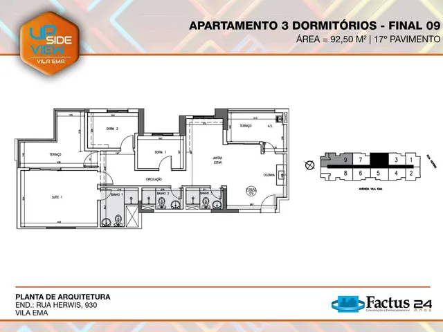 Imagem 5: Upside View Vila Ema | Construtora Factus | Construção | 47 Metros | 02 Dormitórios | Suíte | Varanda