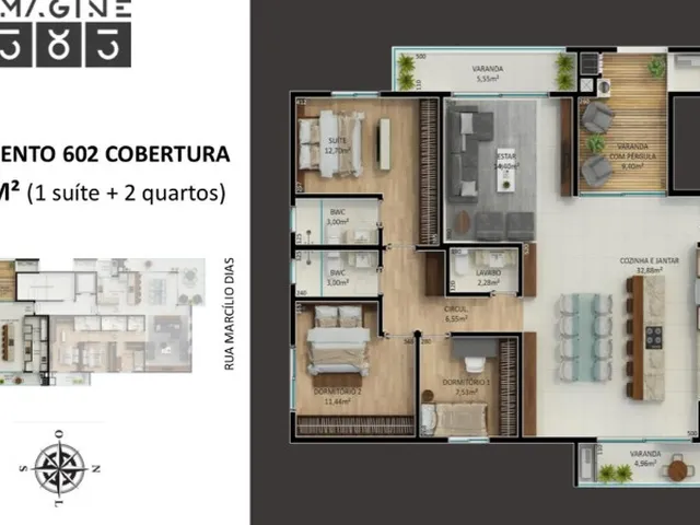 Imagem 4: Cobertura Plana no Santo Antônio | 01 Suíte + 02 Dormitórios | 170 M² | 02 Vagas de Garagem