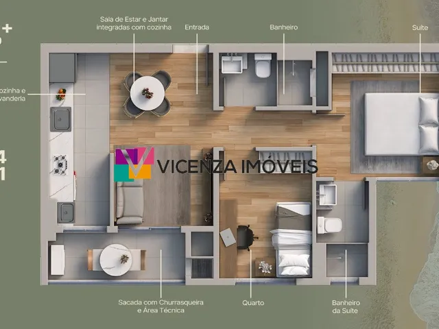 Imagem 4: Apartamento 2 Dormitórios com Suíte À Venda em Itajuba, Barra Velha/Sc