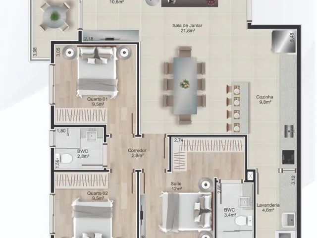 Imagem 3: Apartamento Bairro Costa e Silva Edifício Firenze Joinville - Buch Imóveis