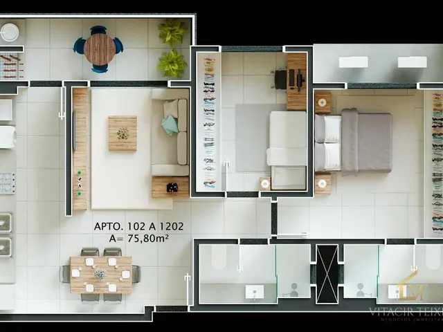Imagem 14: Apartamento Finamente Mobiliado À Venda no Le Magnific Residence, Localizado no Bairro Pedra Branca, em Palhoça/Sc