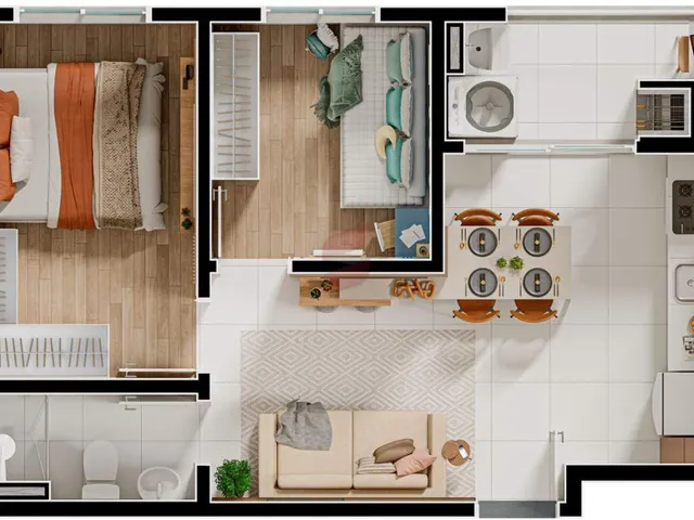 Imagem 2: Apartamento com 2 Dormitórios À Venda por R$ 285.410,90 no Bairro Capela Velha - Araucária / Pr