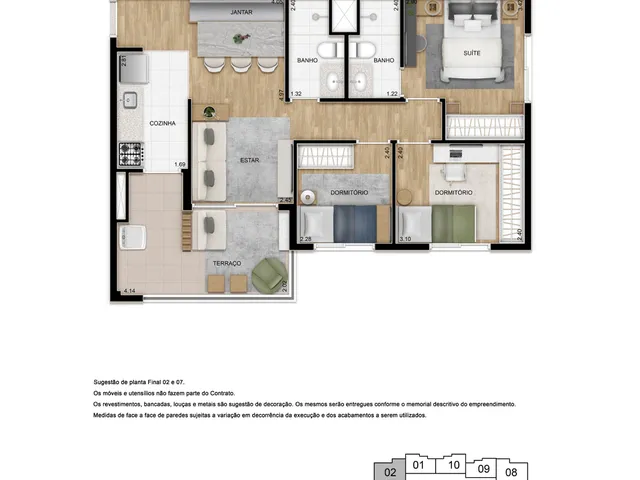 Imagem 4: Apartamento com 3 Quartos e 2 Banheiros À Venda, 67 M² por R$ 512.000