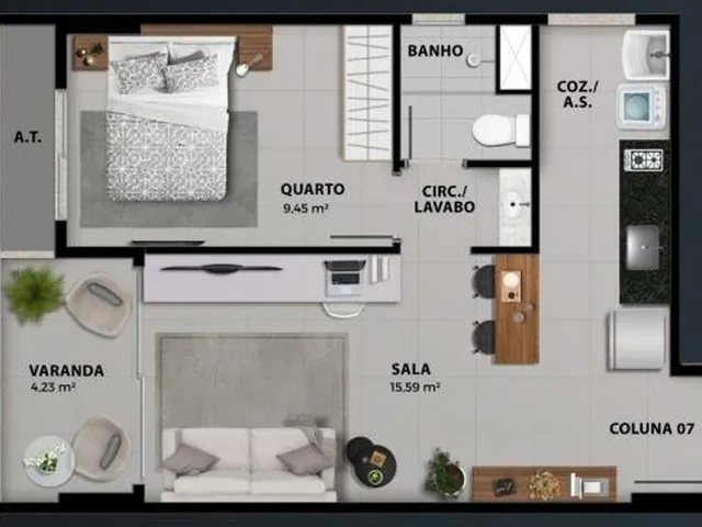 Imagem 6: Apartamento de 02 Quartos, À Venda em Jardim Camburi - Vitória / Es