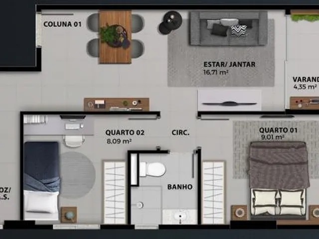 Imagem 8: Apartamento de 02 Quartos, À Venda em Jardim Camburi - Vitória / Es