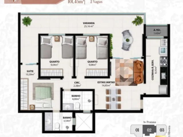 Imagem 5: Lançamento! Apartamento de 03 Quartos, Sendo 01 Suíte, À Venda na Praia do Morro, em Guarapari/Es!