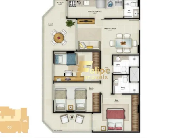 Imagem 7: Excelente Apartamento de 03 Quartos, com Área de Lazer Completa, Bem Localizado, À Venda em Itapuã, Vila Velha/Es!