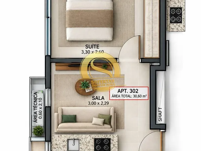 Imagem 4: Apartamento Novo de 1 Quarto com Vaga de Garagem em Camboinha 1