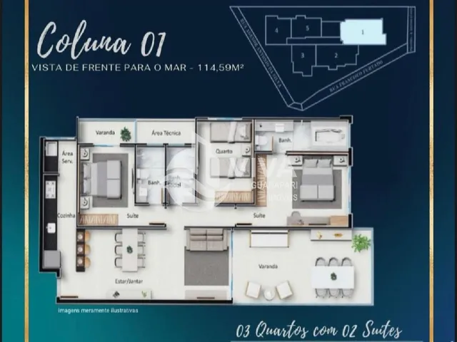 Imagem 8: Apartamento de 2 Quartos com Suíte em Muquiçaba, Guarapari-Es: 67,29M², 2 Salas, 2 Banheiros e Garagem. Venha Conferir!