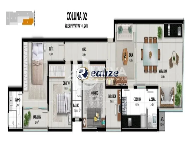 Imagem 11: Imperdível: Apartamento À Venda em Guarapari-Es, Muquiçaba, 2 Quartos, 1 Suíte, 2 Salas, 2 Banheiros, 1 Vaga, 78,21M²