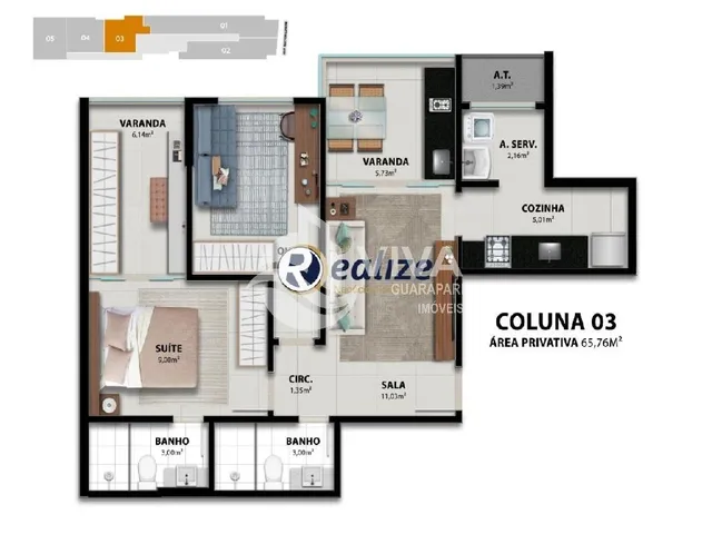 Imagem 7: Imperdível: Apartamento À Venda em Guarapari-Es, Muquiçaba, 2 Quartos, 1 Suíte, 2 Salas, 2 Banheiros, 1 Vaga, 78,21M²
