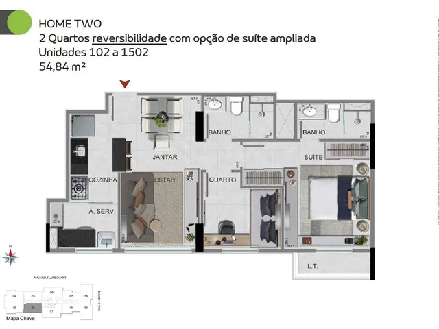 Imagem 2: 0 Apartamento com 2 dormitórios