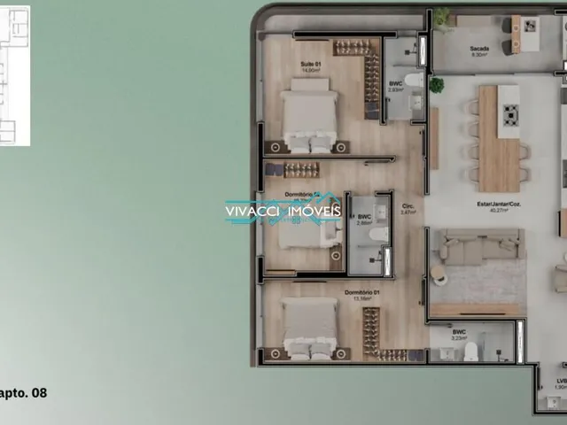 Imagem 6: Apartamento À Venda em Florianópolis, Balneário, com 3 Suítes, com 122.89 M²