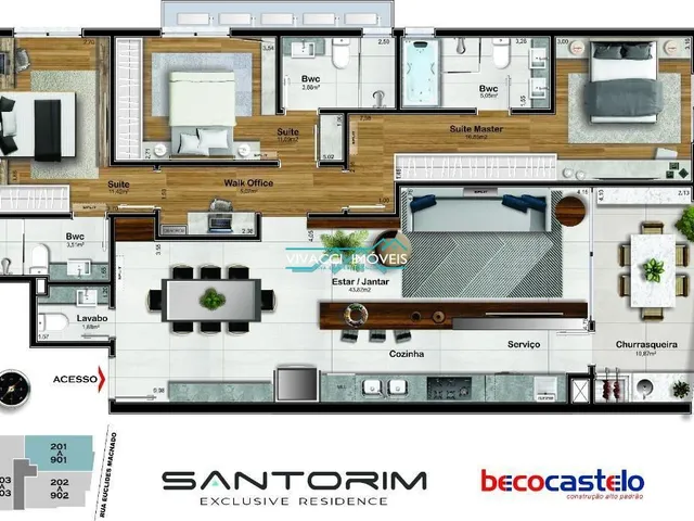 Imagem 6: Apartamento À Venda em Florianópolis, Estreito, com 3 Suítes, com 130 M²